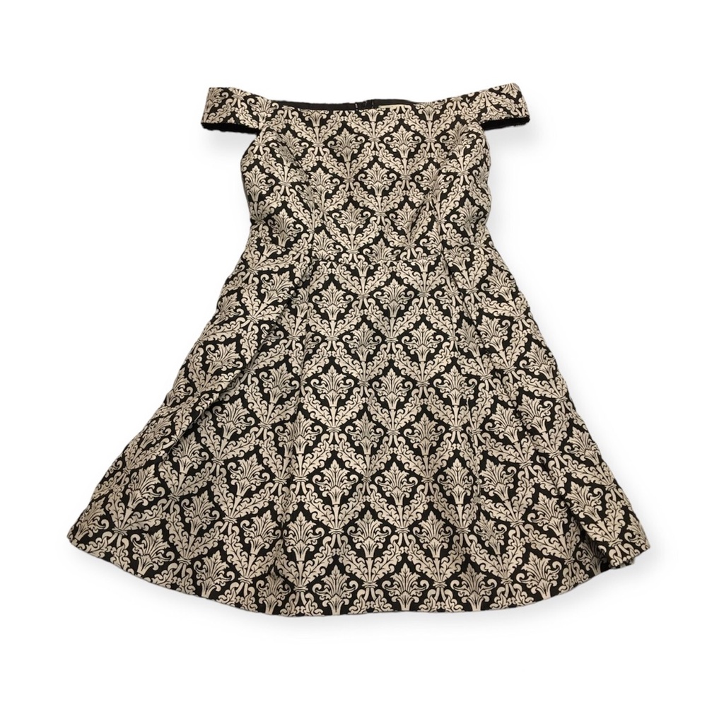 Francesca's Miami Black White Damask Off Shoulder Dress Size Small